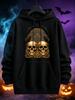Unisex Hoodie, Halloween, Golden Skulls And Ravens Design, Pullover Sweatshirt, Gothic Streetwear Style, Autumn Winter Casual Wear, Front Kangaroo Poc
