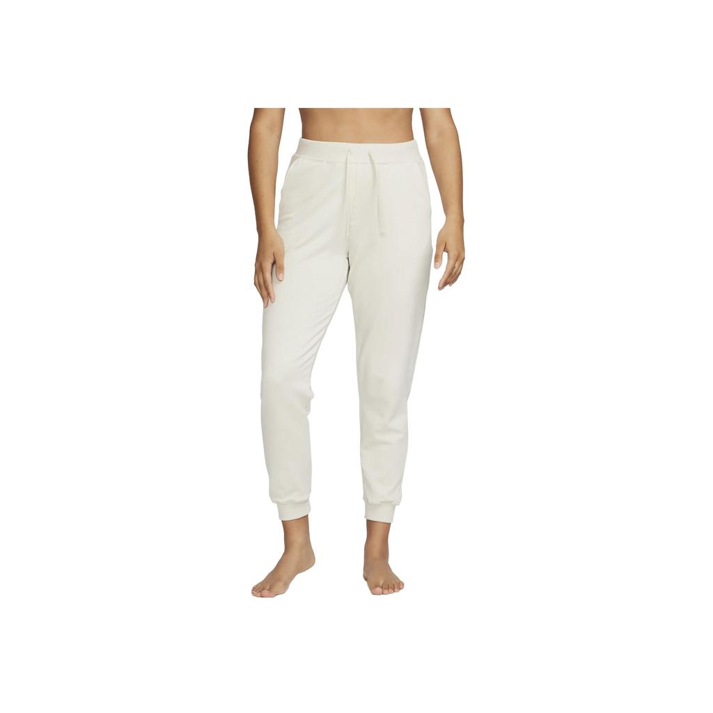 Nike 7/8 Fleece Joggers Solid Color High Waist Drawstring Cuffed Loose Knit Sports Pants Women Joggers White DN0936-105