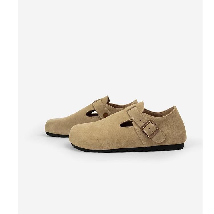 Leather All-Inclusive Birkenstocks, Women'S Platform Single Shoes, One Pedal Flat Shoes, Inner Heightening Bag Head Birkenstocks