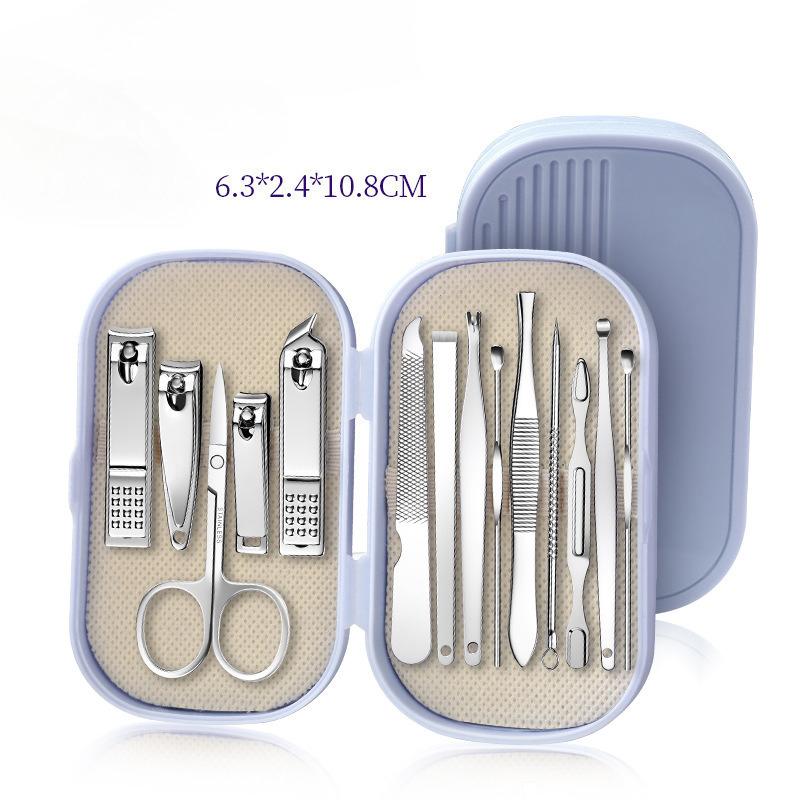 14 PCS Stainless Steel Nail Clipper Set With Case, Portable Manicure Pedicure Kit Including Nail Trimmer And Scissor, Travel Grooming Tools