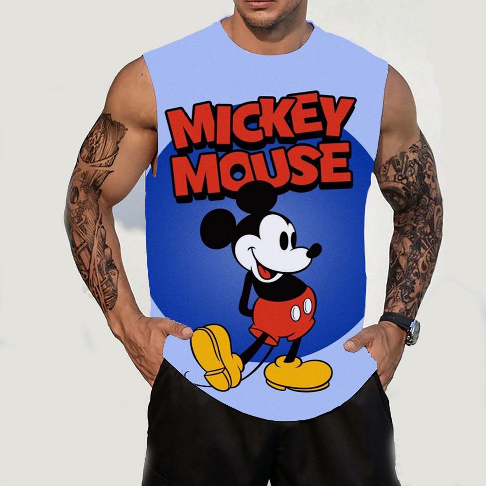 Summer Men's T-shirt Disney Mickey Mouse Printed Round Neck Short Sleeved T-shirt Street Trend Top Men's Oversized Clothing