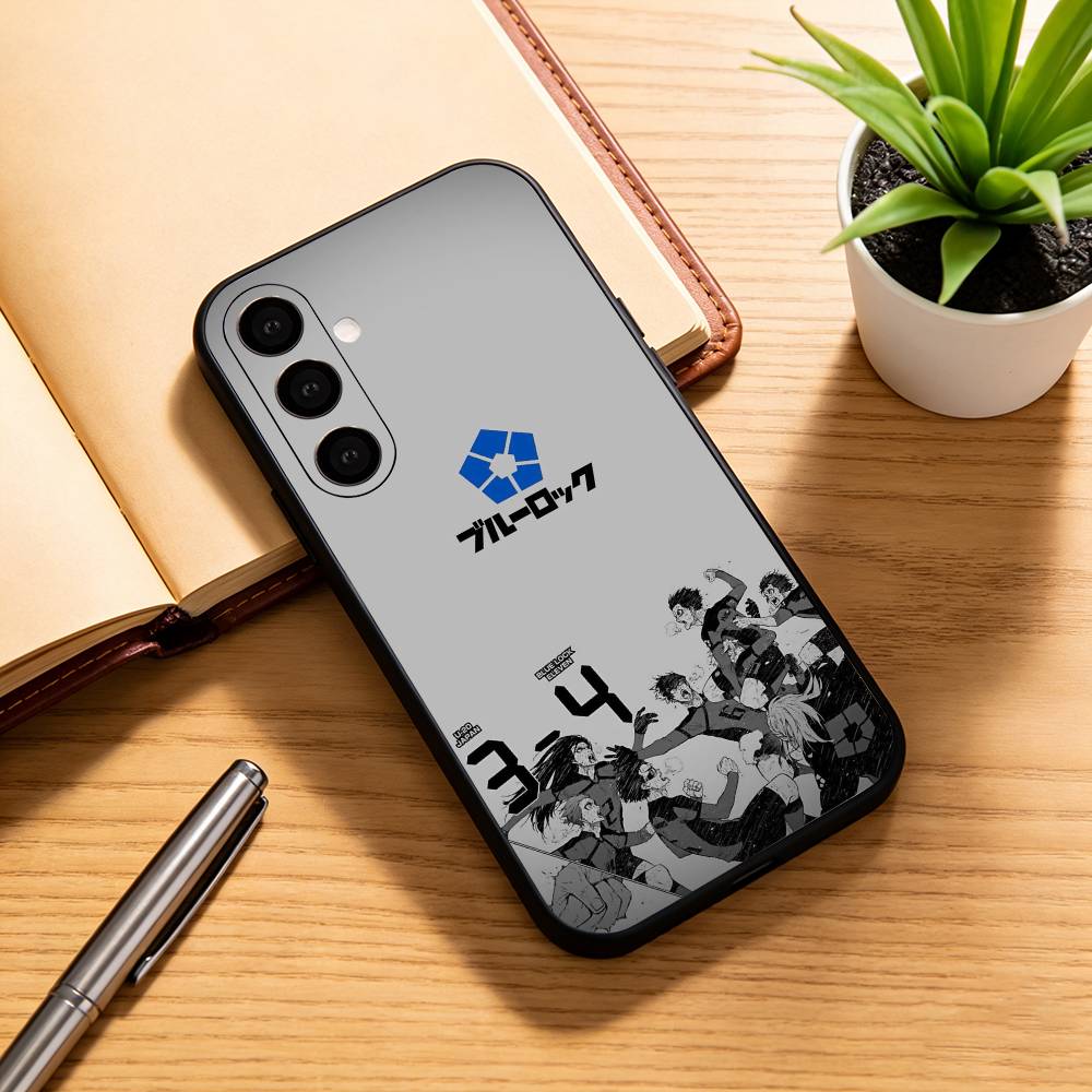 Anime B-blue L-Lock Phone Case For Samsung Galaxy A73,A72,A71,A70,A53,A52,A51,Soft Silicone Black Cover