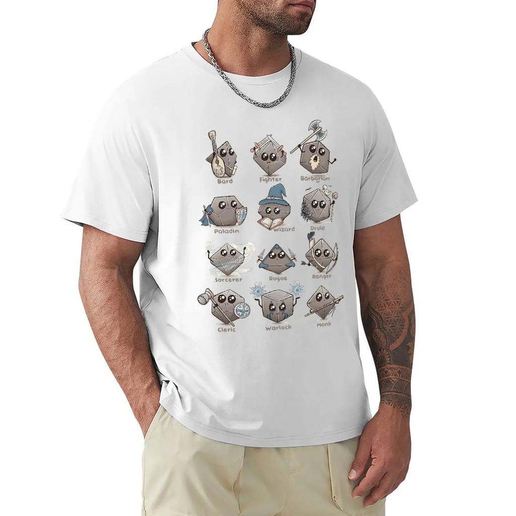 Kawaii DnD Classes T Shirt Harajuku Short Sleeve T-shirt 100% Cotton Graphics Tshirt Tops