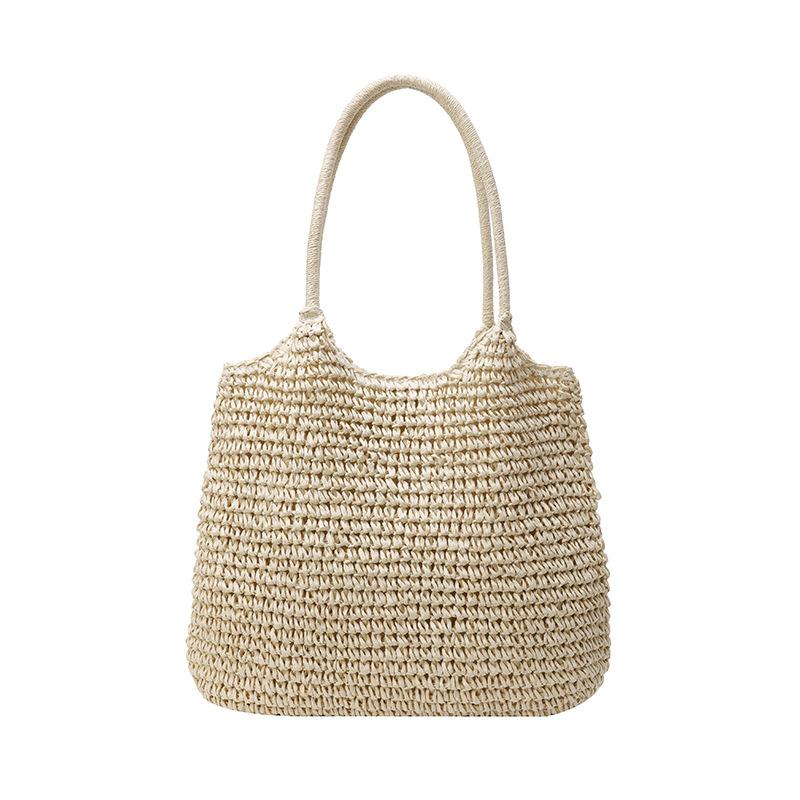 Geantă de paie tote de capacitate mare, geantă de umăr casual nouă, geantă împletită, geantă de vacanță pentru plajă, geantă pentru femei, geantă de mână