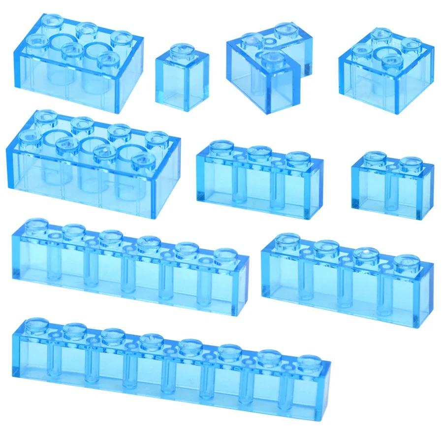 MOC Transparent Thick Building Blocks Figures 1x1 1x2 2x2 2x4 Dots Clear Brick Compatible Brand Educational Creative Toy for Kid