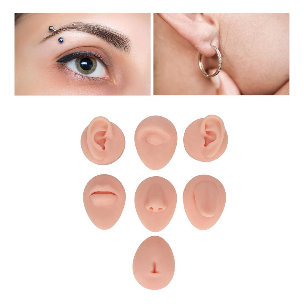 Silicone Body Practice Model Simulation Silicone Ear Eye Nose Mouth Tongue and Belly Button Model for Novice
