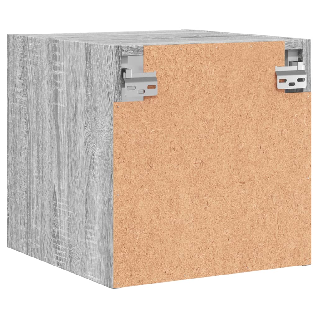 Nightstand with Glass Door Grey Sonoma 35 x 37 x 35 cm
