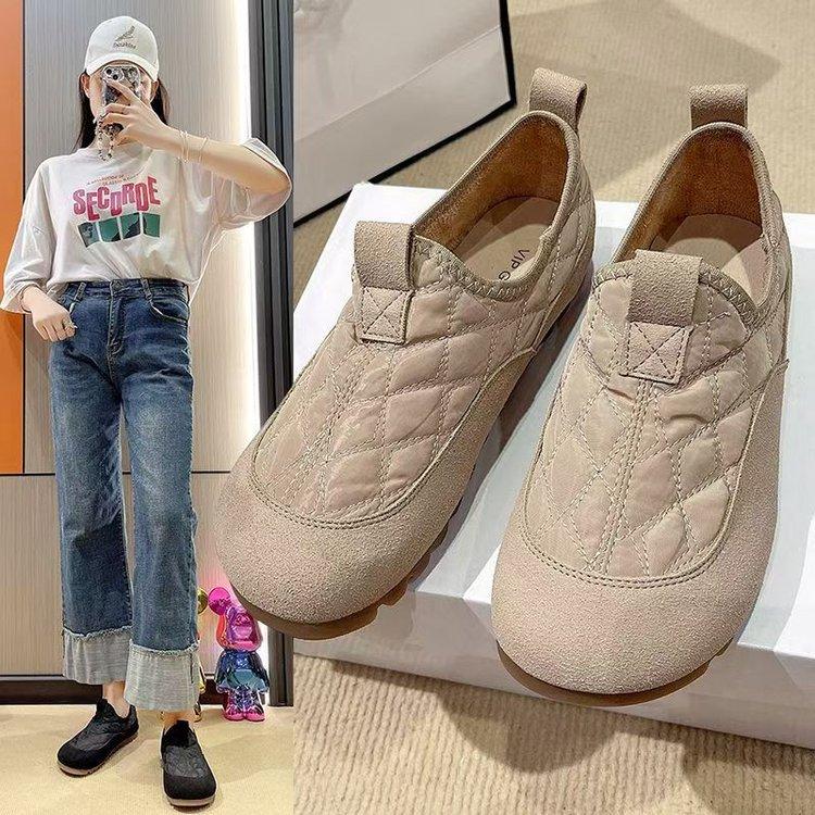 Maternity Shoes French Single Shoes Autumn and Winter Soft-soled Doudou Shoes Comfortable One-pedal Grandma Cotton Shoes