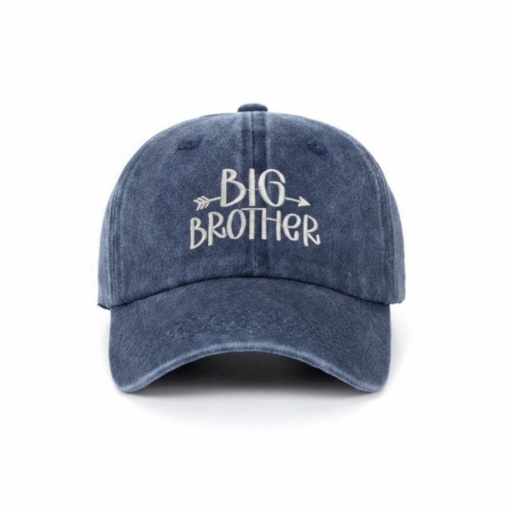 Vintage Big Brother Big Sister Caps Washed Cotton Kids Dad Hat Siblings Baseball Hats Gifts Navy Big Brother