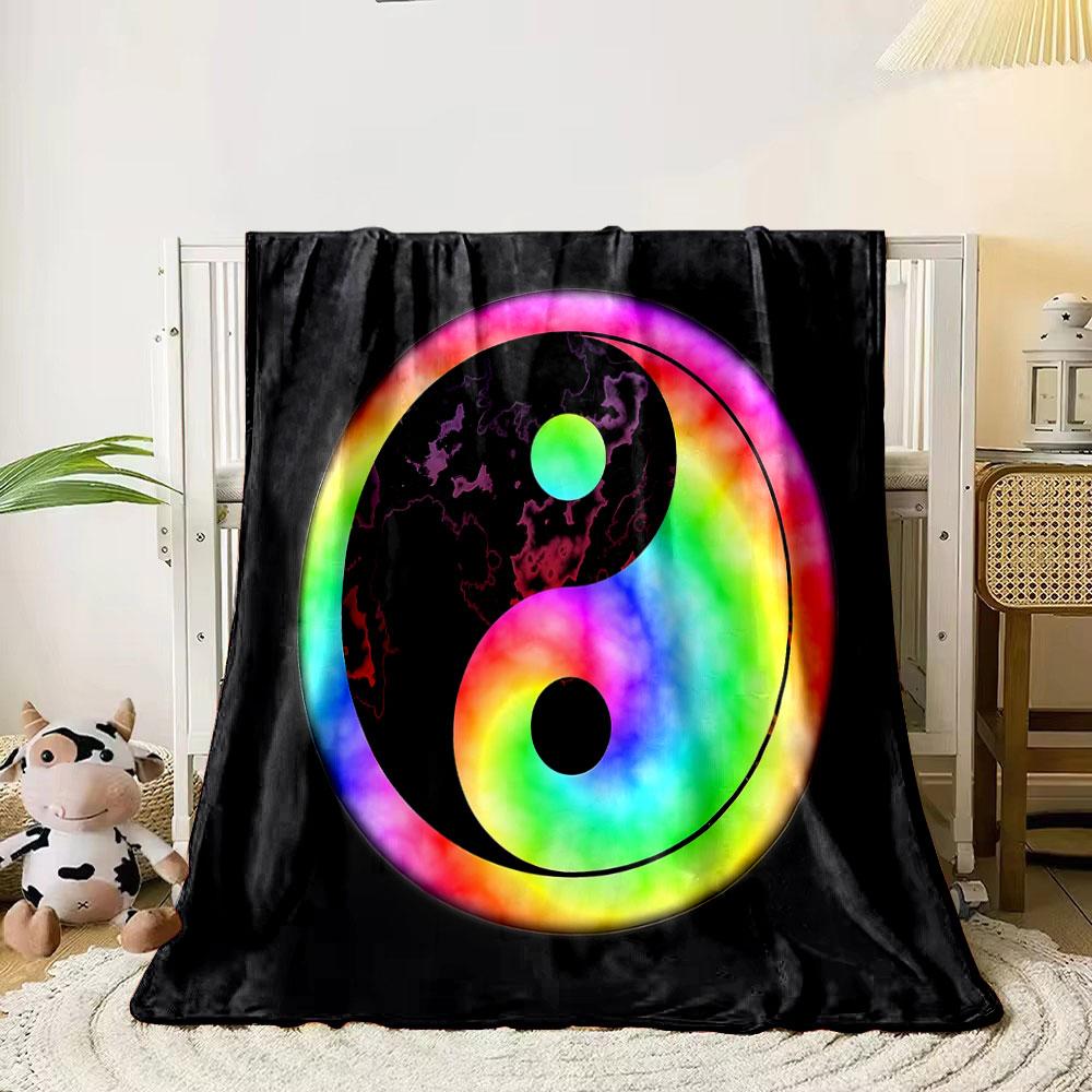 Rainbow Yin Yang Design Blanket print blanket soft and cozy perfect for the living room bed sofa or a nap,gift