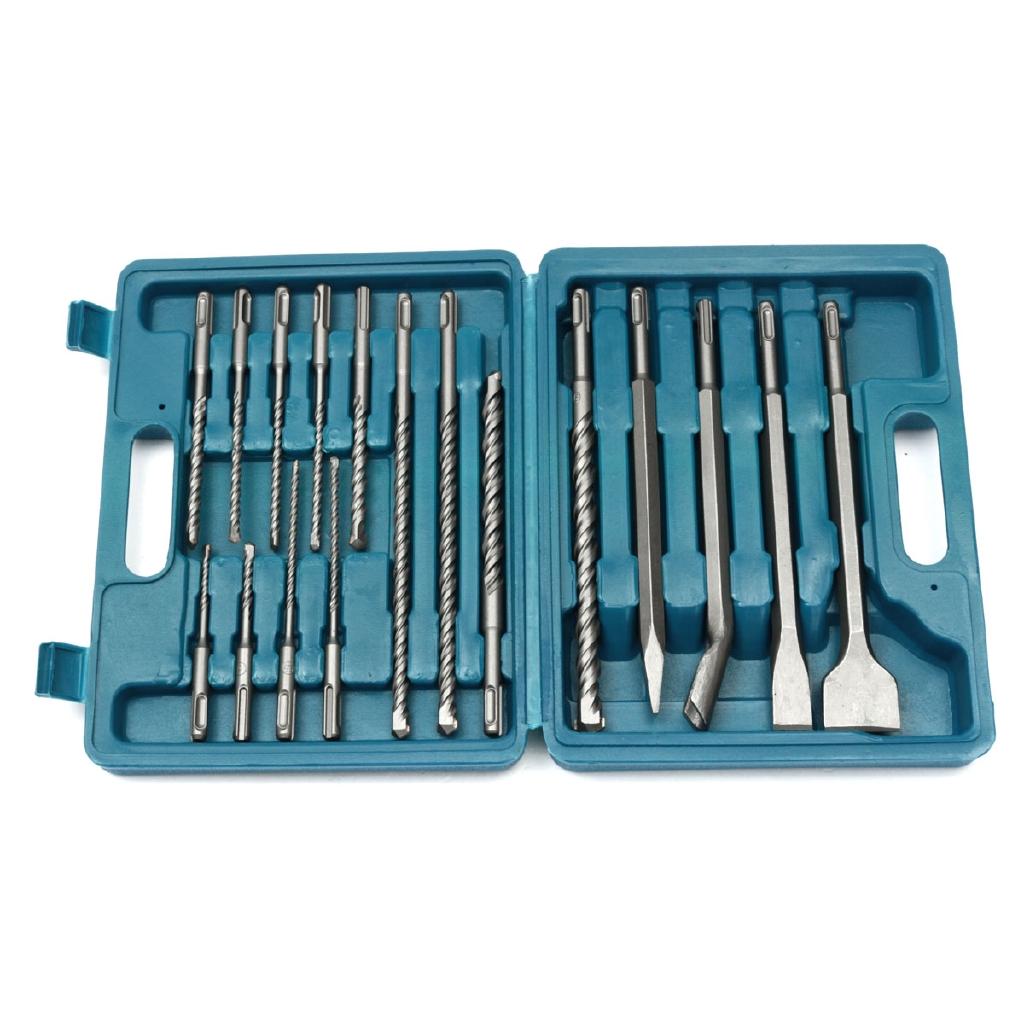 17 Pcs Drill Bits And Chisel SDS Plus Rotary Hammer Bit Masonry Set In Storage Case New