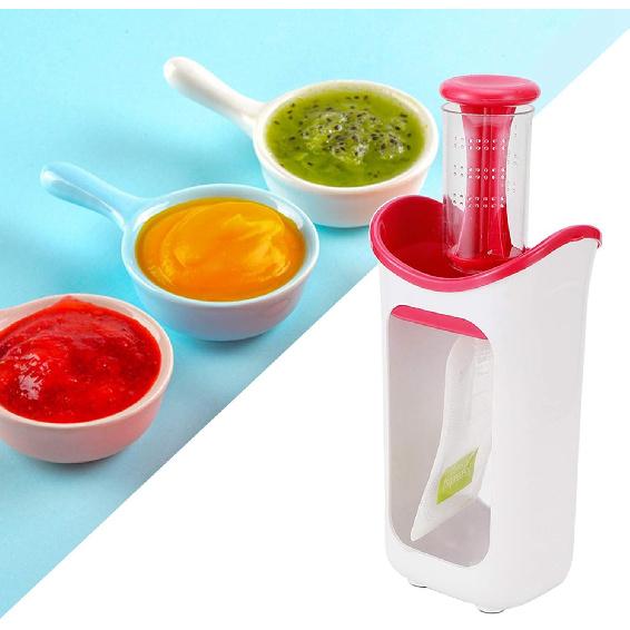 Quetschstation, Beutelfüllstation für hausgemachte halbfeste Nahrung für Babys und Kleinkinder, Tragbares Püree-Quetschwerkzeug mit Unterverpackungsbeutel