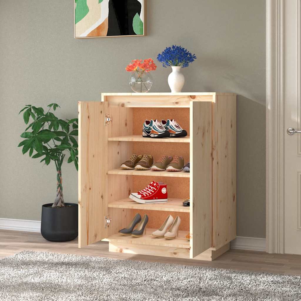 Vidaxl Shoe Cabinet, 60X35X80 Cm, Solid Pine Wood