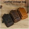 New Men's Genuine Cow Leather Waist Bag Belt-worn Outdoor Multi-compartment Water-repellent Fanny Pack 7-inch Phone Holder for Daily Travel Hiking