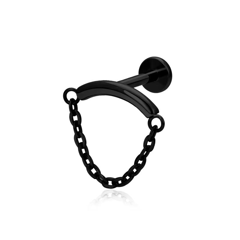 

F136 Титановые пирсинги внутренней спирали цепь губа ухо пуссет трагус хрящ шарнирный сегмент пирсинг дейт септум тело циркон подарок 1.2x10mm чёрный