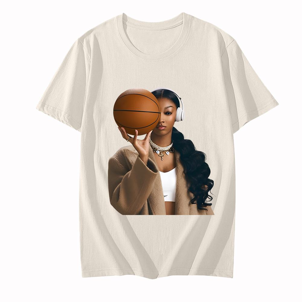 Angel Reese Basketball T-Shirt Summer Round Neck Clothing Casual Short Sleeve Tee Soft Cotton Clothing