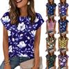 Damen Modisches Lässiges Retro-Print T-Shirt mit lockerem Schnitt