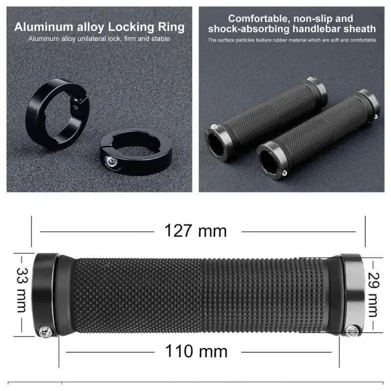 Bicycle Rubber Grips  Aluminum Alloy Bicycle Handle Cover Lock Non-Slip Rubber Double Lock On Locking Bicycle Handlebar Grips