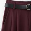 Spring 2025 Women's Wide-Leg Pleated Pants with Belt Decor