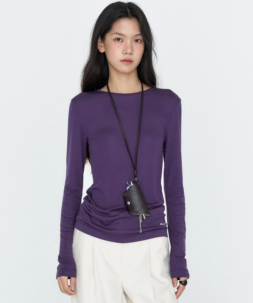 MONGDOL Wool Tencel Round Neck Long Sleeve T-Shirt Mdts111_6 Colors