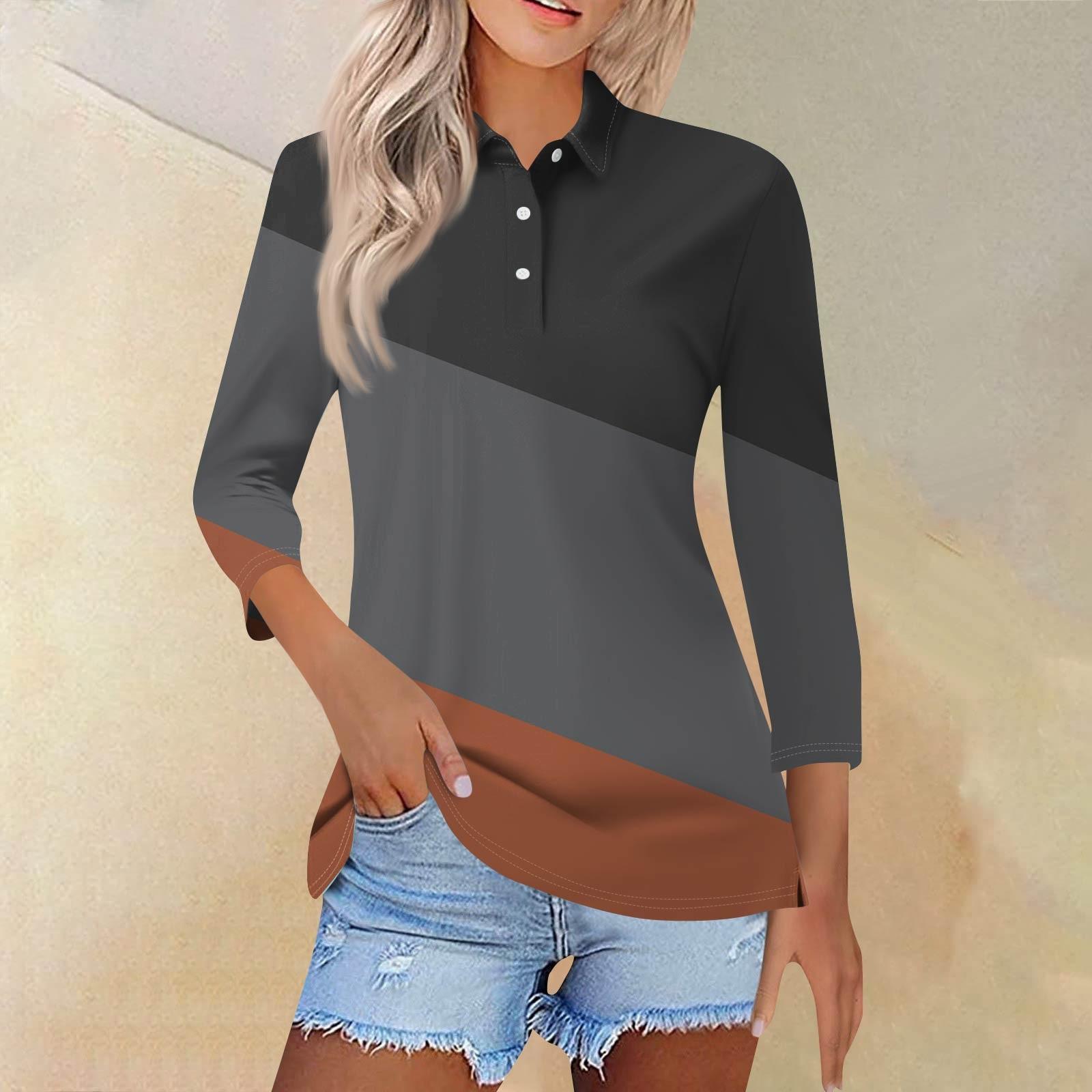 

Женская модная повседневная рубашка с короткими рукавами 3/4 с лацканами и принтом, женские топы на пуговицах XXXL