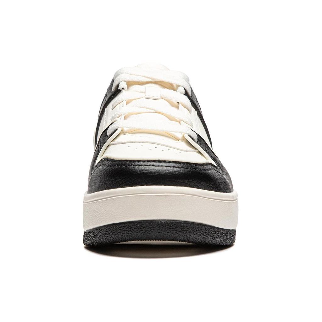 Li Ning Cheese Casual Versatile Comfortable Thick Sole Height Increasing Non-Slip Low-Top Skate Shoes Women sneaker Black White AGCU104-4