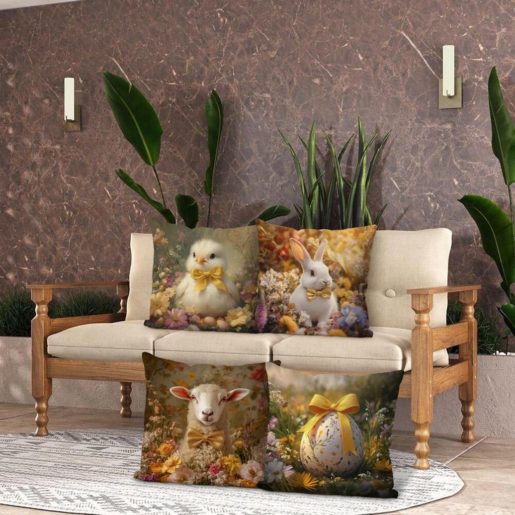 Osterhase & Ei Samt-Kissenbezug - Dekokissenbezug für das Sofa