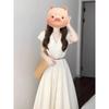 Apricot Dress Summer Casual New Popular Wear French Waist Shirt V-neck Small Temperament Long Dress