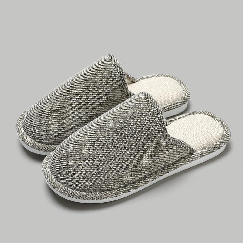 Женские и мужские льняные тапочки для дома Мягкие дышащие шлепанцы для пар Шлепанцы — фото 11