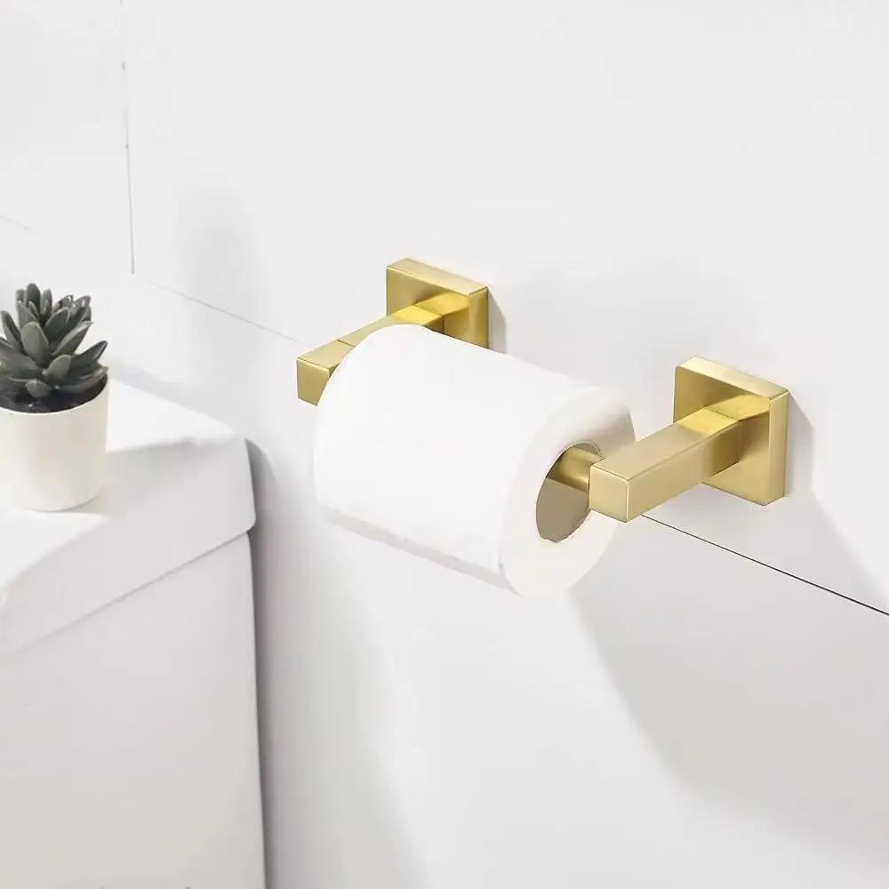 Bathroom accessories 304 stainless steel toilet paper holder Square paper rack wall mounted Movable tissue holder Towel Bar