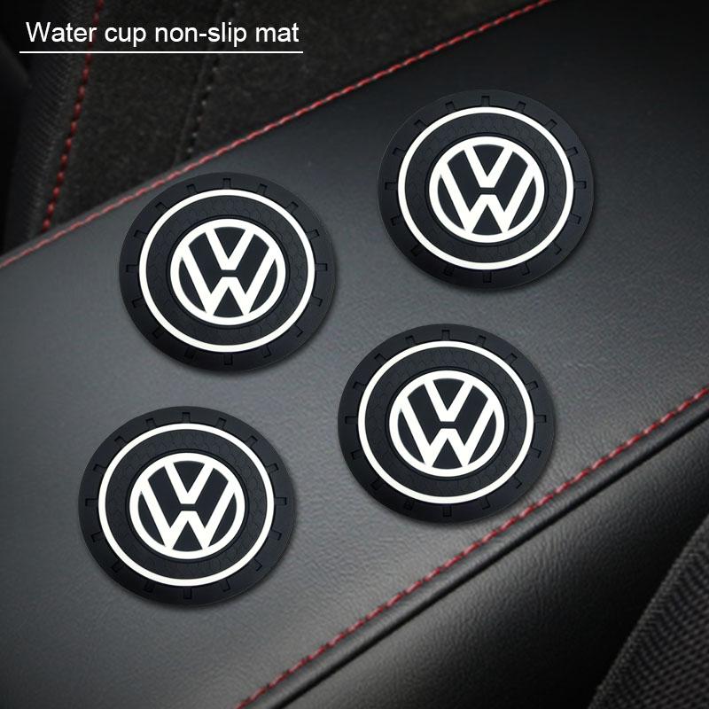 2Pcs Car Anti Slip Coaster Anti-noise Water Cup Pad Cushion Car Accessories For Volkswagen B5 B6 B7 T4 T5 Golf 4 5 6 7 Polo Passat Tiguan Jetta Gol