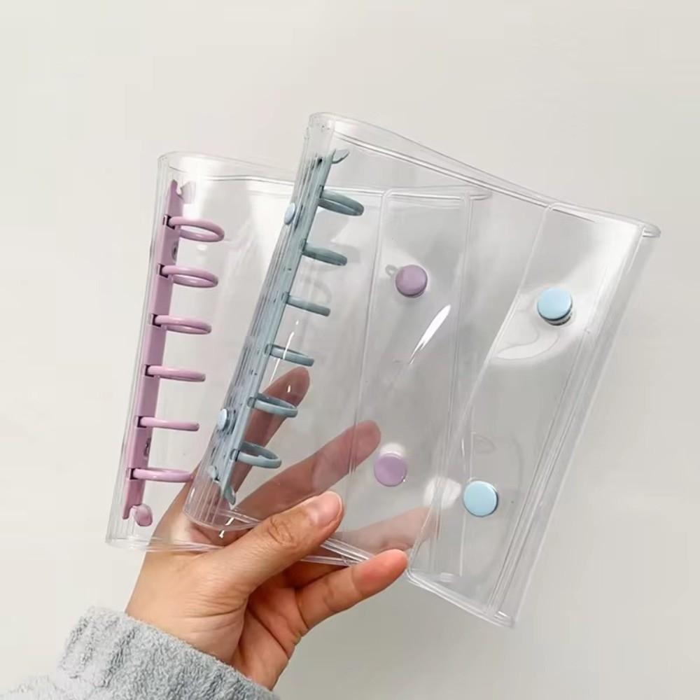 Candy Color Macaron-Themed A7 Binder Cover 6-Hole Transparent Collectible Organizer Double Button Widening Collect Book