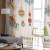 Christmas Elk Cartoon Gift Tulle Curtains For Living Room Decoration Modern Chiffon Sheer Voile Kitchen Curtain