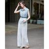 TERRE BLEUE Women's Summer Short Sleeve Shirt & Casual Pants Set