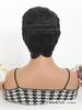 Schwarzes lockiges Haar, synthetische Perücke, kurze Perücke mit Pony, geeignet für den Alltag von Frauen
