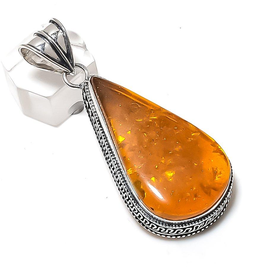 

Natural Baltic Amber Gemstone 925 Sterling Silver Jewelry Pendant 2.40 d7F23