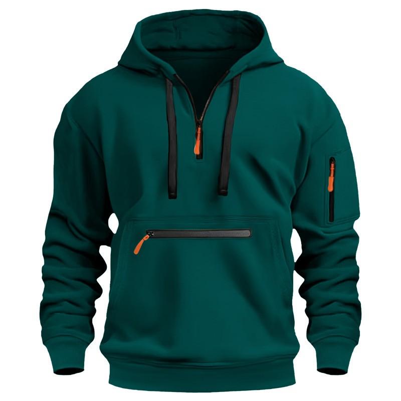 Herren Übergroßer Kapuzen-Reißverschluss-Sweatshirt Winter Warm Fleecegefüttert Lässiger Pullover Erwachsene