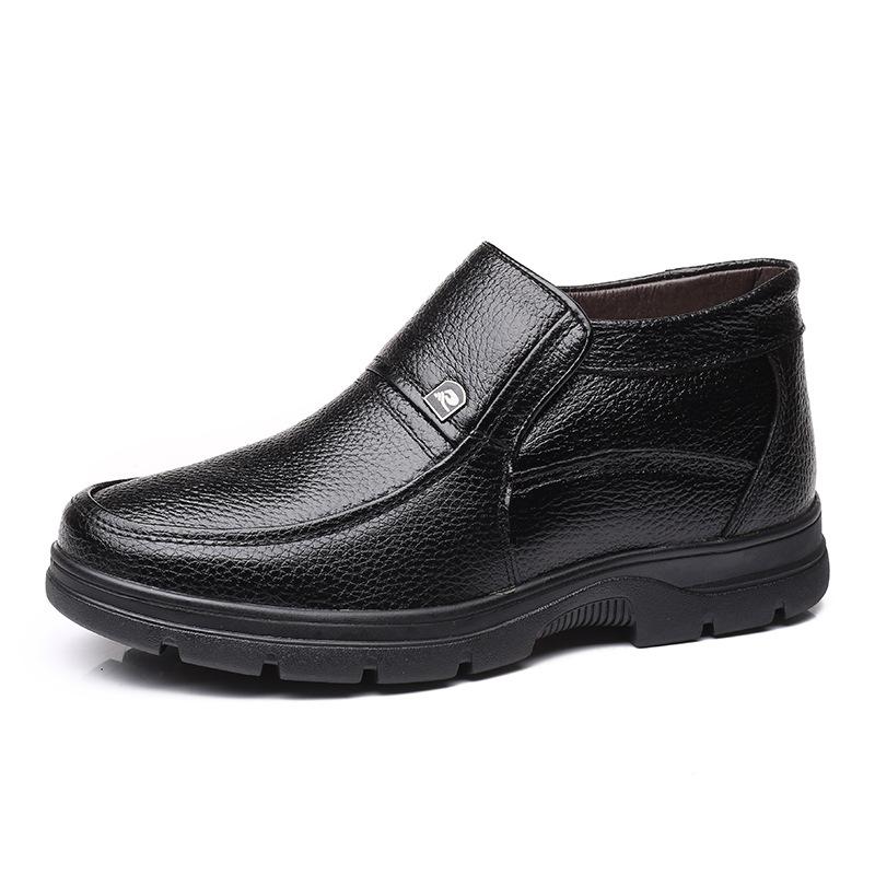 2025 Winter Cotton Shoes Men's Warm High-top Leather Shoes 35 Yards Leisure In the Elderly Father Shoes 46 Yards 47 Yards 48 Yards
