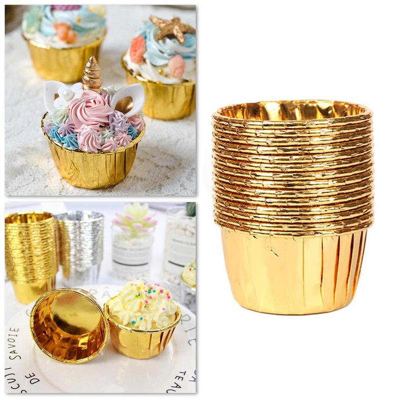 12pcs Gold Silver Bake Cake Cups Wrapper Cupcake Wrappers Liner Birthday Decor 12pcs Gold Silver Bake Cake Cups Wrapper Cupcake Wrappers Liner Birthday Decor