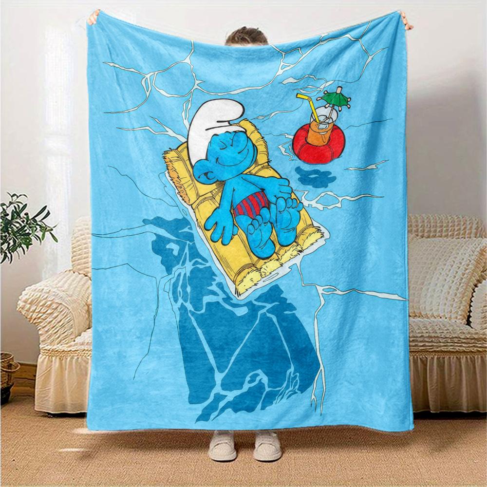 The Smurfs Flannel Blanket, High quality Comfortable for All Seasons, Home Decor, Warmth and Comfort