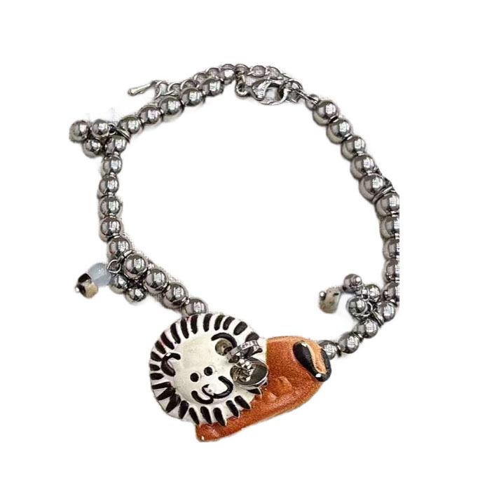 

Каменный кулон-лев, браслет из бусин, легкая роскошь, нишевая мода, универсальный браслет, персонализированный дизайн, ювелирные изделия для женщин