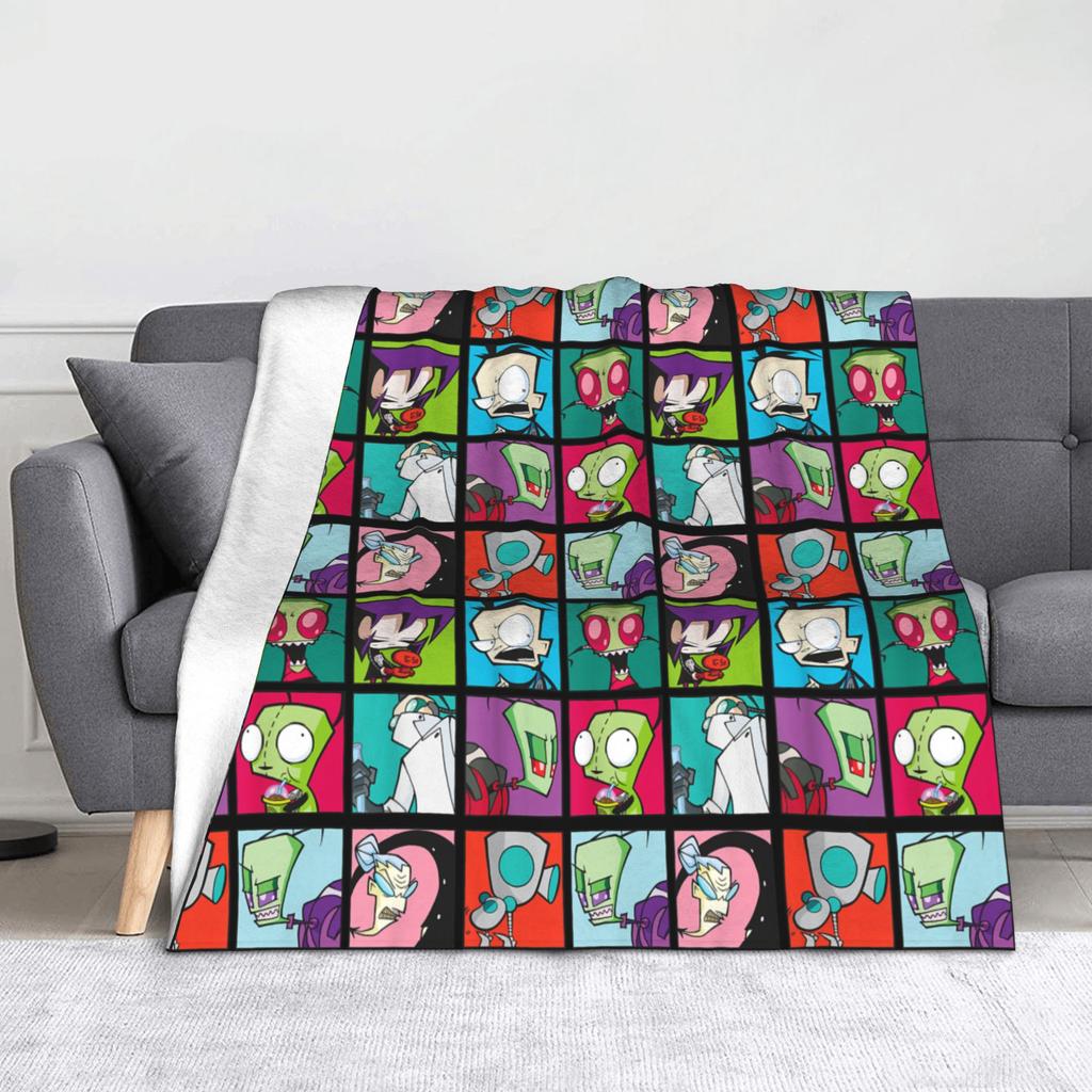 Invader Zim Gir Cartoon Wool Blankets  Awesome Throw Blanket for Home 150*125cm Rug Piece