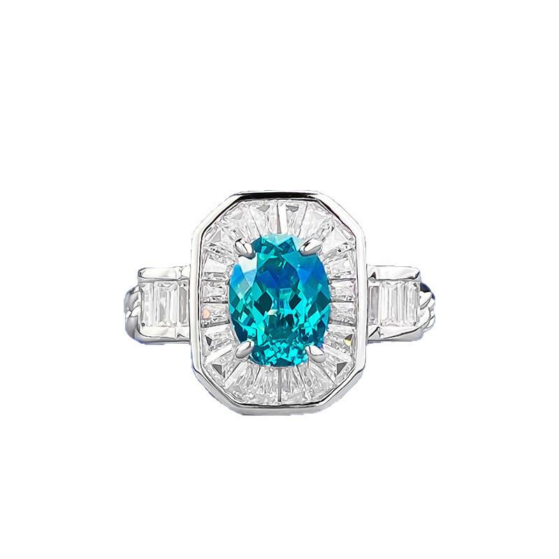 Zhuozhifan 925 Silver 1.5 Carat Paraiba Pigeon Egg Ring - Luxury Hot Seller