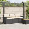 VidaXL Garden Sofa with Cushions 3-Seater Black Wicker, Outdoor Sofa, 3-Seater Garden Sofa, Sofa 366340