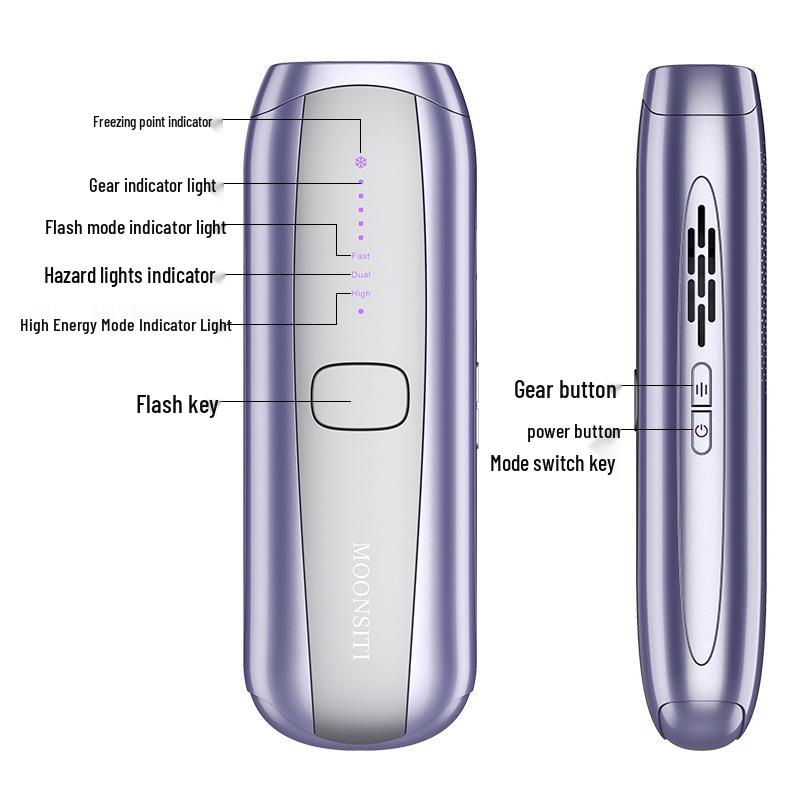 Sapphire Painless Laser Hair Removal Device with Cold Compress and Dual Lamp for Full Body Shaving.