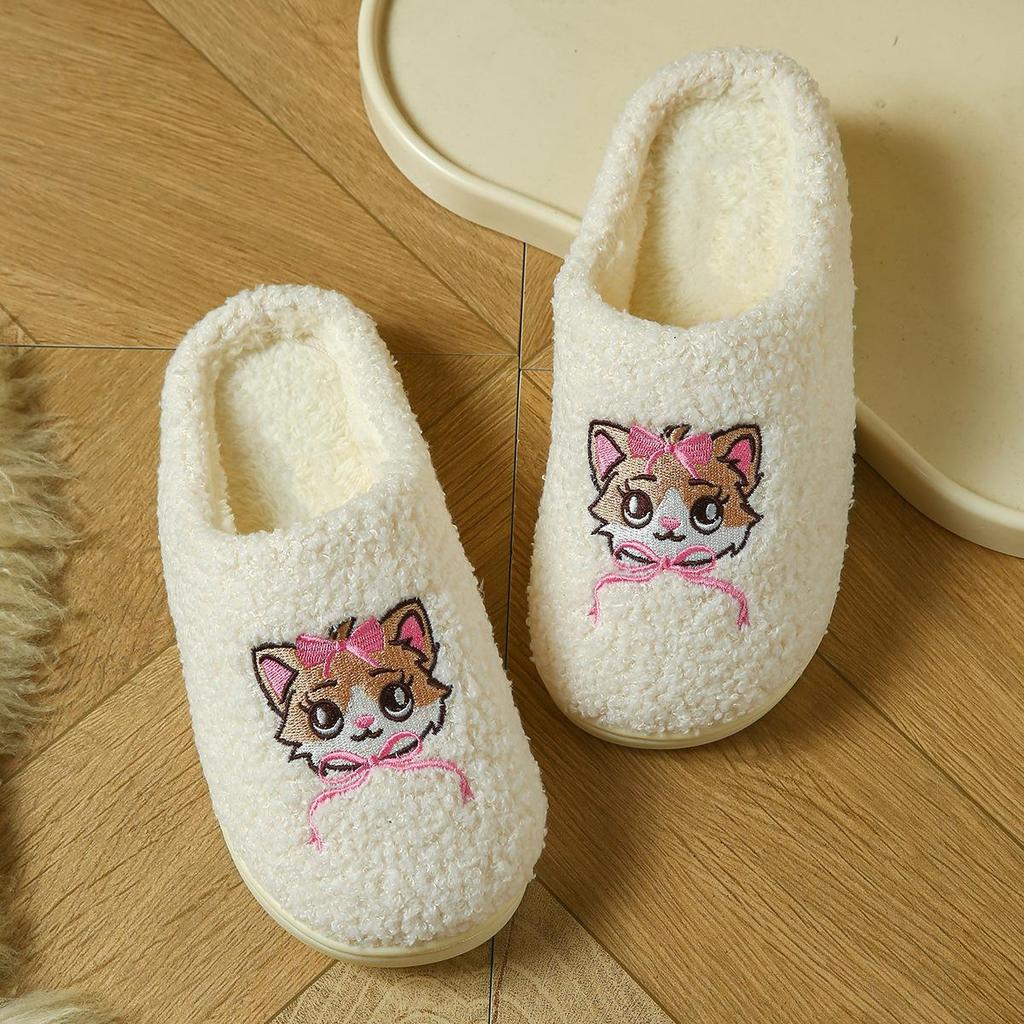 Autumn/Winter Couple's Cat-Themed Non-Slip Indoor Cotton Slippers for Men & Women
