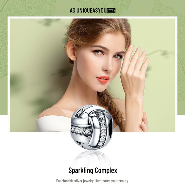 Srebro próby S925 Plecione Koraliki Krzyżykowe z Akcesoriami w Kształcie Kulek z Diamentami SCC302