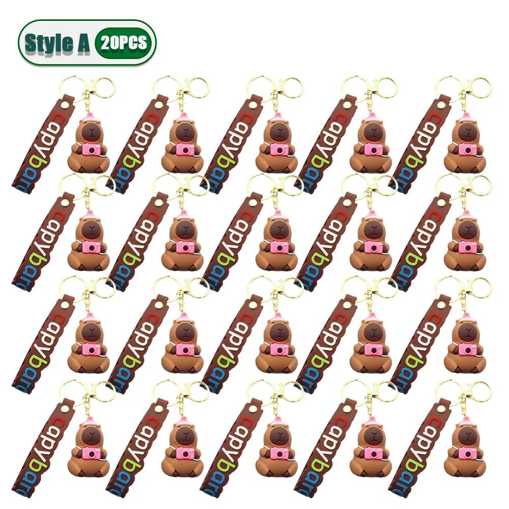 1-20 STÜCKE Niedlicher Capybara Schlüsselanhänger Mode Taschenanhänger Niedliches Tier Schlüsselanhänger Zubehör für Mädchen Kinder Rucksack Dekoration Geschenkidee
