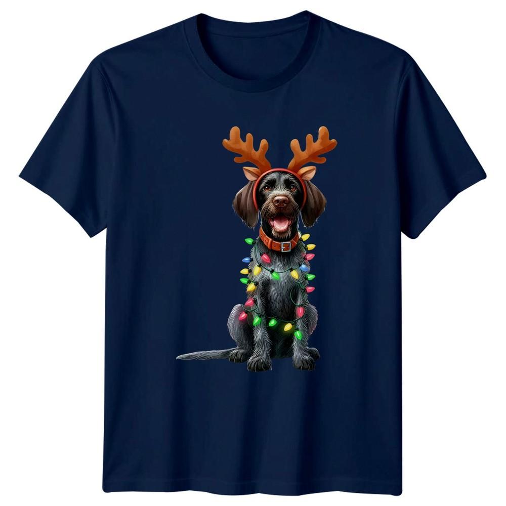 Christmas Dog Reindeer Antlers Lights Holidays Unisexs TShirt Unisexs Tee Graphic