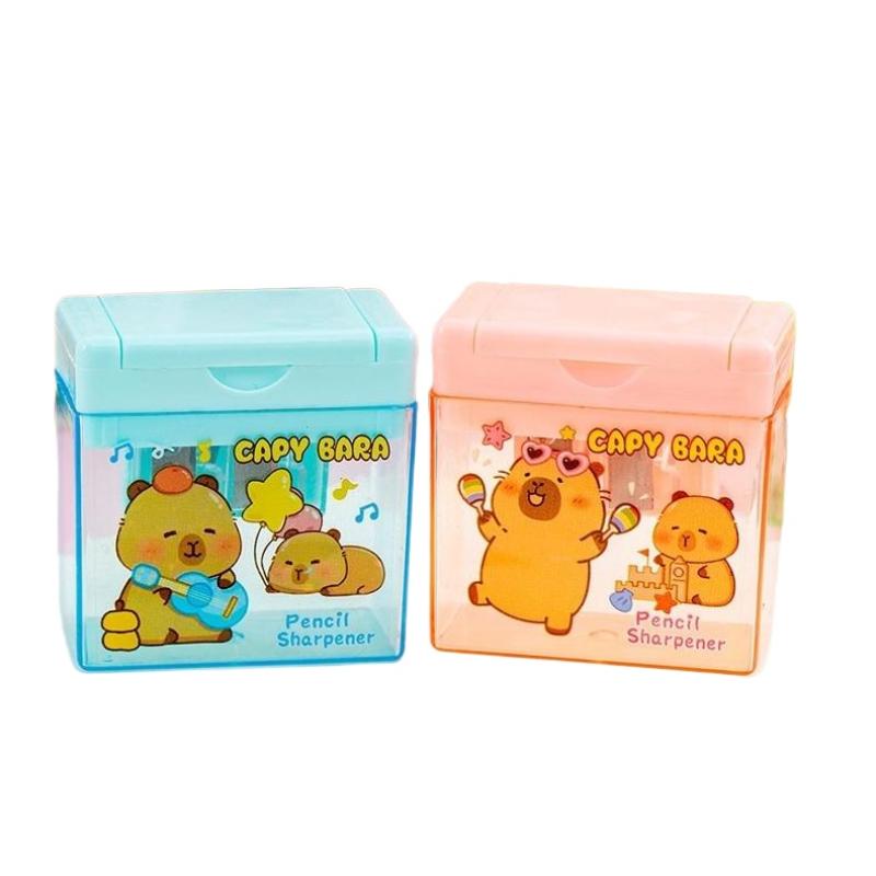 1/4Pcs Cartoon Capybara Double Hole Pencil Sharpener Kawaii Student Stationery Office Supplies Mini Pencil Sharpener For Kids